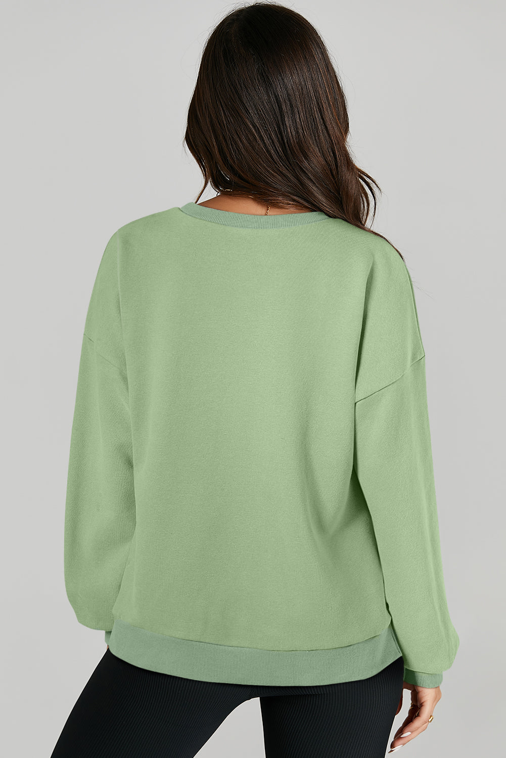 Grass Green Solid Fleece Lined Drop Shoulder High Low Sweatshirt-Chaelisa's New Jammies