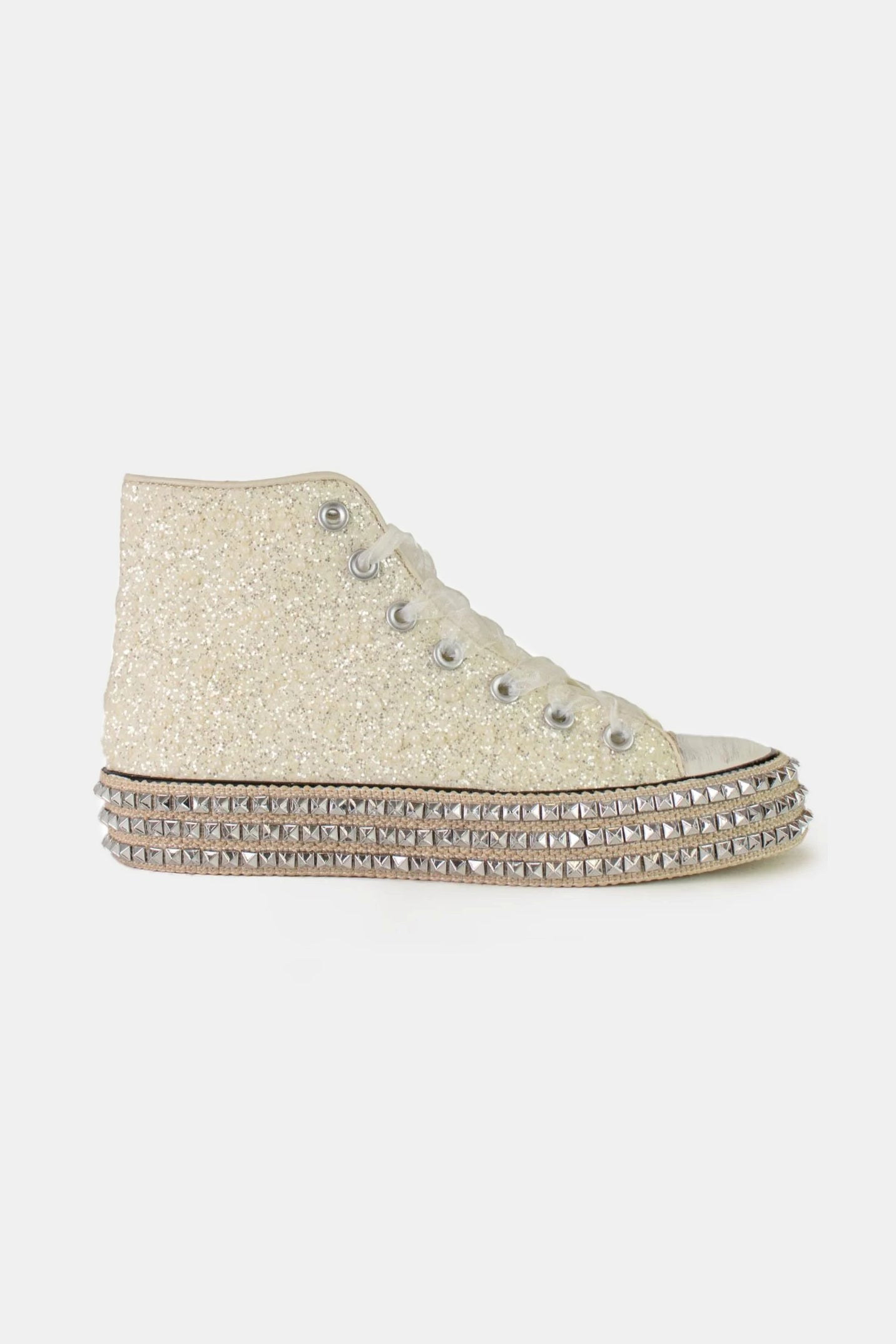 Beast Fashion Glitter Lace-Up Studded Platform Sneakers-Chaelisa's New Jammies