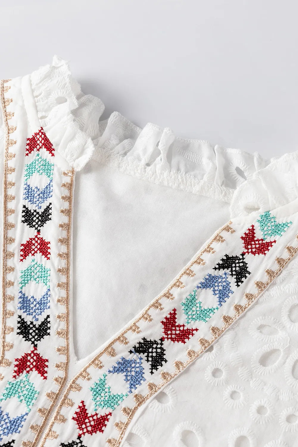 Eyelet Frill Short Sleeve Blouse-Chaelisa's New Jammies