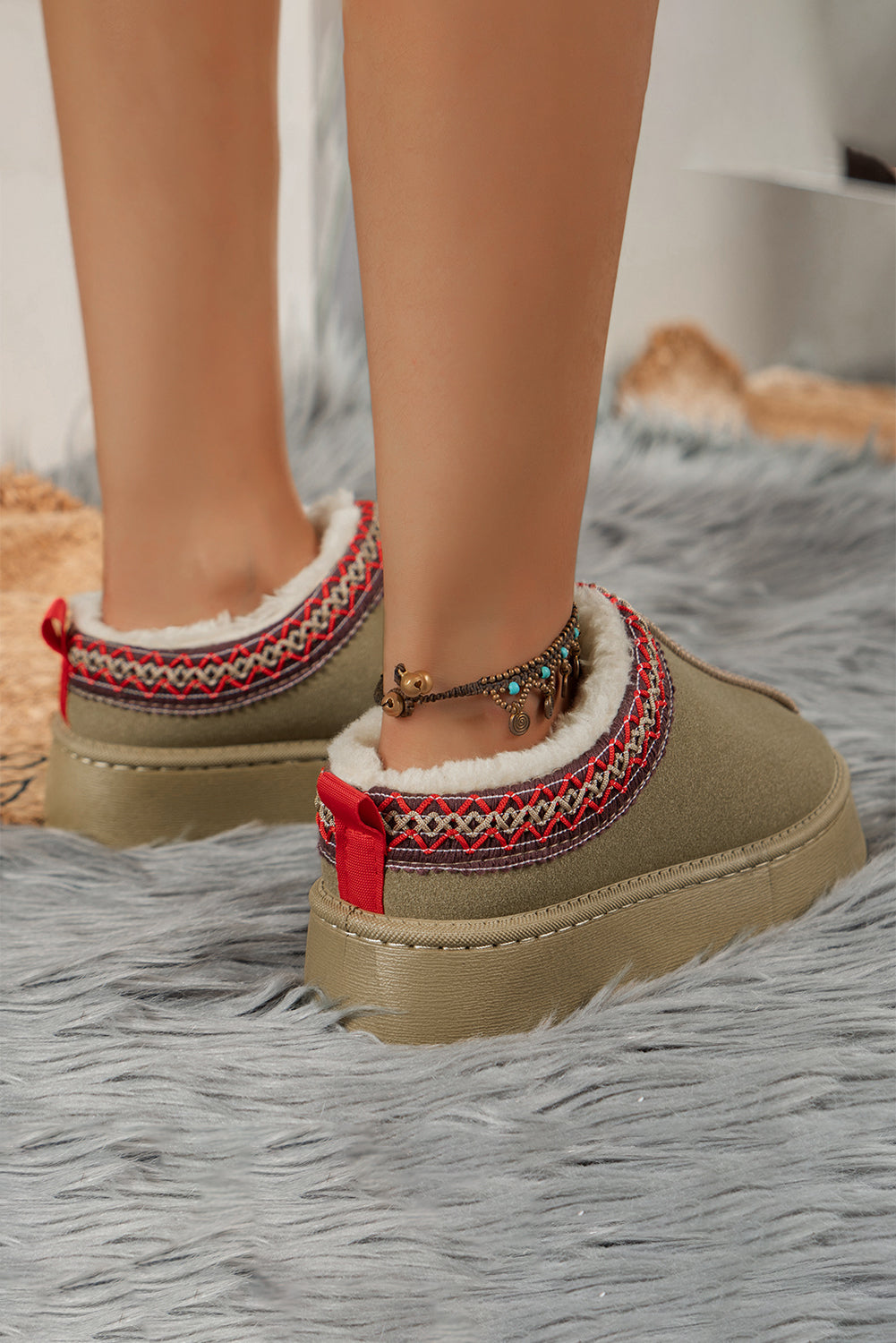 Sage Green Contrast Print Suede Plush Lined Snow Boots-Chaelisa's New Jammies