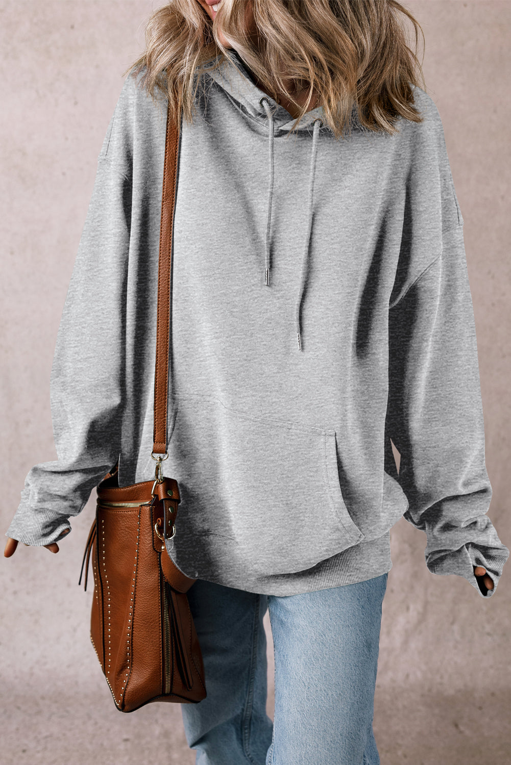Light Grey Fleece Lined Kangaroo Pocket Drawstring Chunky Hoodie-Chaelisa's New Jammies