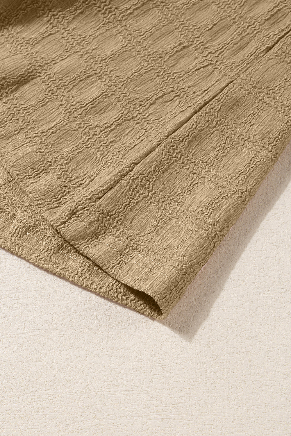 Light French Beige Lattice Textured Split Neck Tank Top-Chaelisa's New Jammies