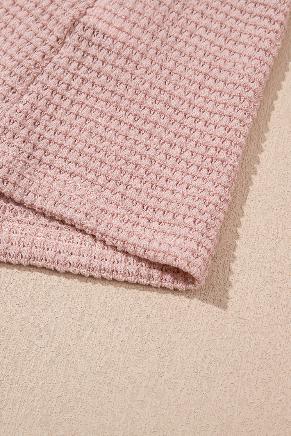 Light Pink Lace Patchwork Waffle Short Sleeve Top-Chaelisa's New Jammies