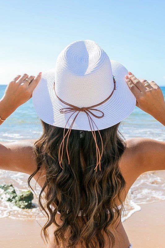 Beaded Belt Straw Panama Fedora Hat - Chaelisa's New Jammies