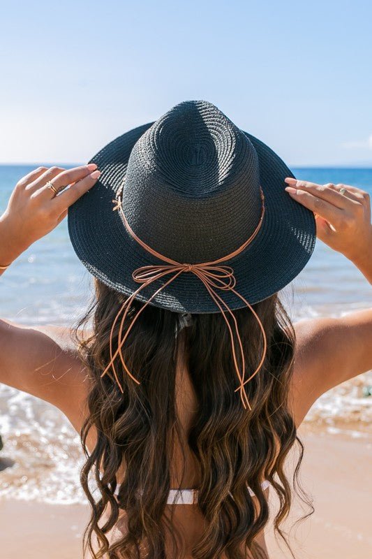 Beaded Belt Straw Panama Fedora Hat - Chaelisa's New Jammies