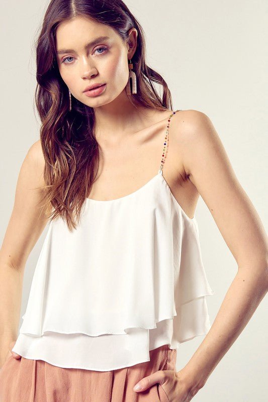 Beaded Shoulder Strap Cami Top - Chaelisa's New Jammies