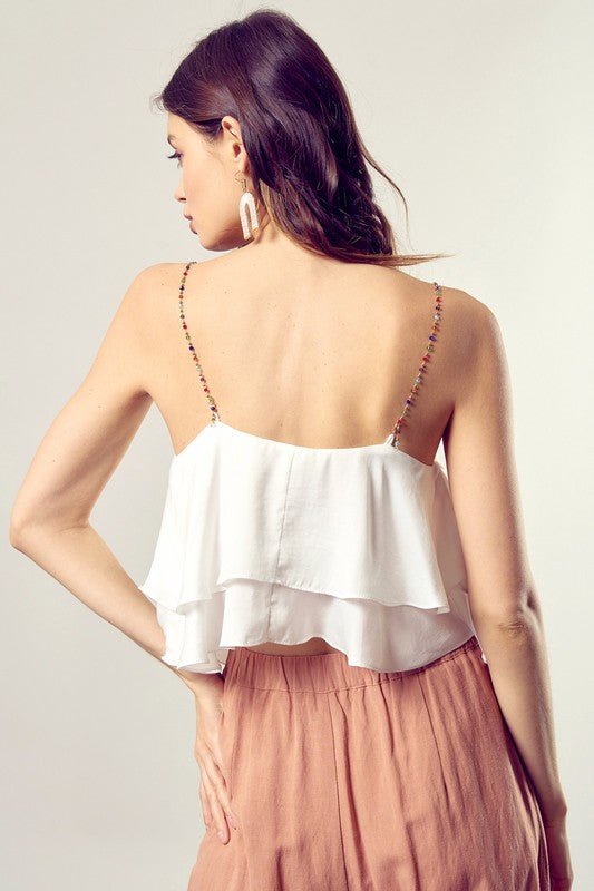 Beaded Shoulder Strap Cami Top - Chaelisa's New Jammies