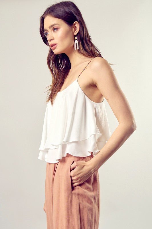 Beaded Shoulder Strap Cami Top - Chaelisa's New Jammies