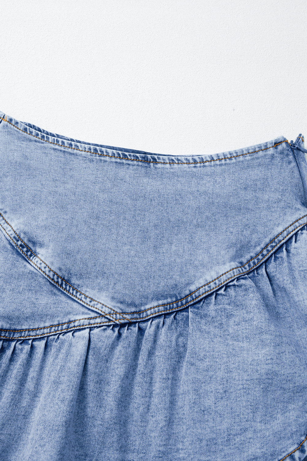 Beau Blue Asymmetric Ruffle Overlay Denim Mini Skirt - Chaelisa's New Jammies