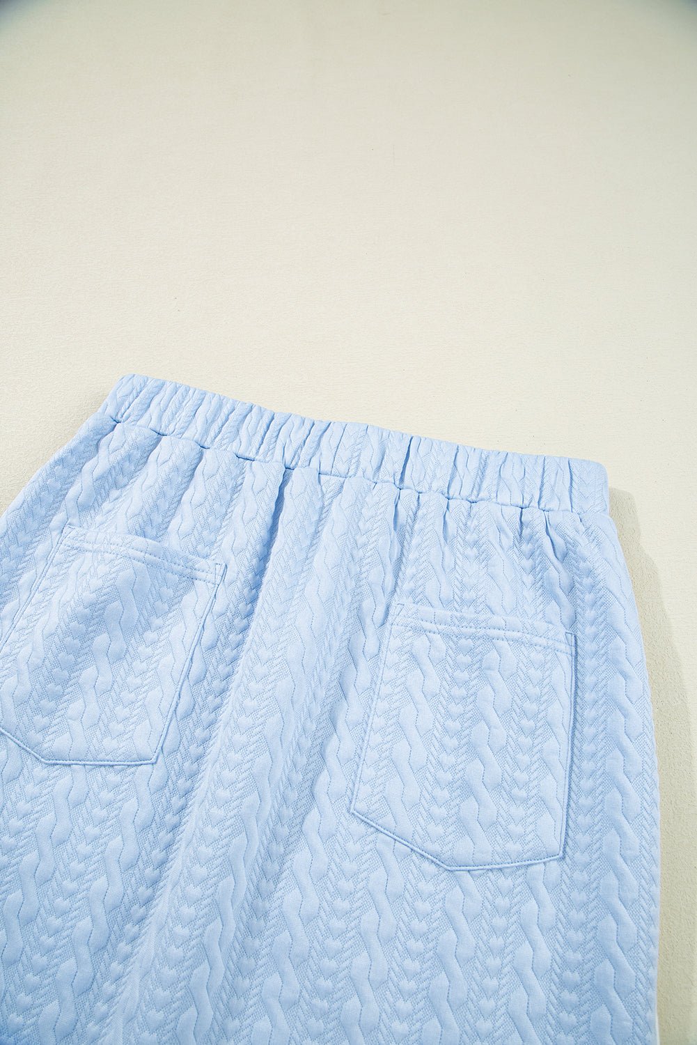 Beau Blue Contrast Trim Textured Crewneck Tee and Pocketed Skirt Set - Chaelisa's New Jammies