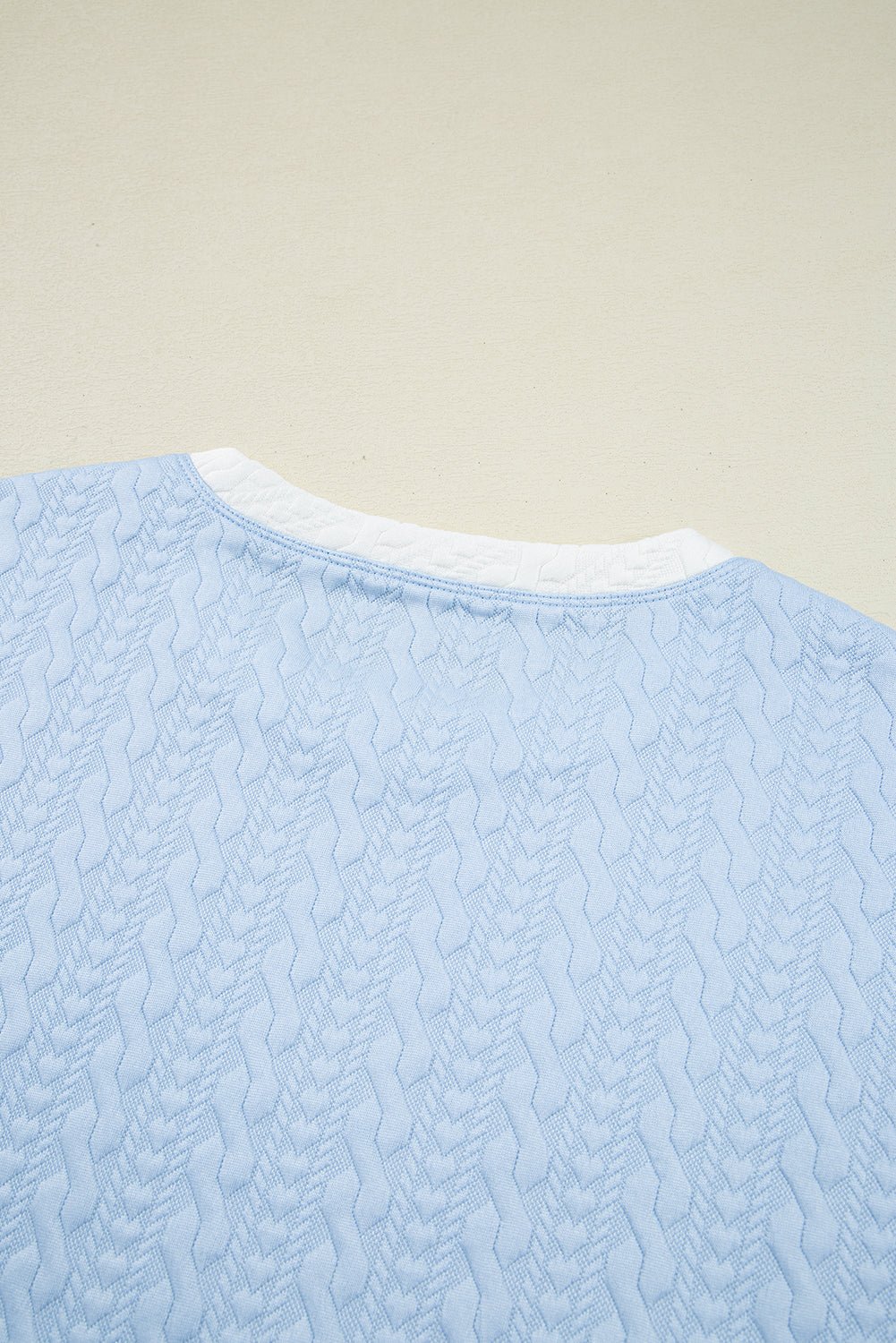 Beau Blue Contrast Trim Textured Crewneck Tee and Pocketed Skirt Set - Chaelisa's New Jammies