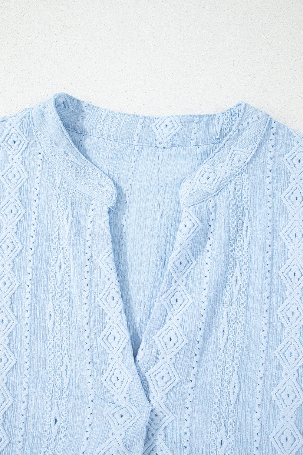 Beau Blue Jacquard Texture Flared Short Sleeve Notched Neck Mini Dress - Chaelisa's New Jammies