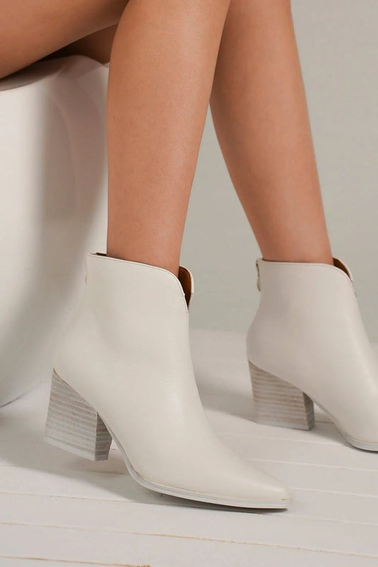 Beast Fashion PU Leather Block Heel Boots with Back Zippers-Chaelisa's New Jammies