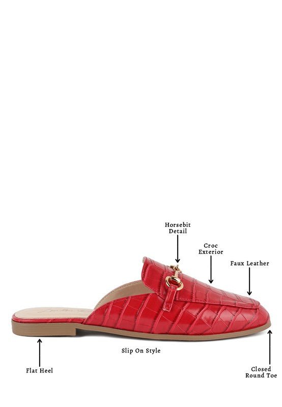 BEGONIA BUCKLED FAUX LEATHER CROC MULES - Chaelisa's New Jammies