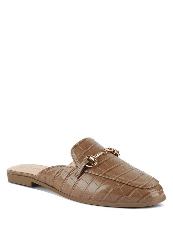 BEGONIA BUCKLED FAUX LEATHER CROC MULES - Chaelisa's New Jammies