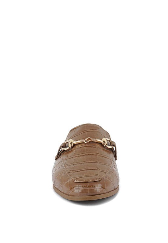 BEGONIA BUCKLED FAUX LEATHER CROC MULES - Chaelisa's New Jammies