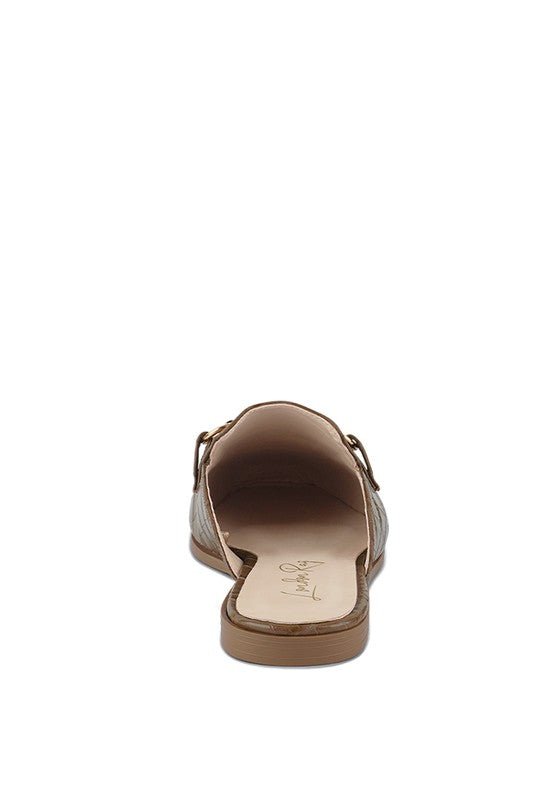 BEGONIA BUCKLED FAUX LEATHER CROC MULES - Chaelisa's New Jammies