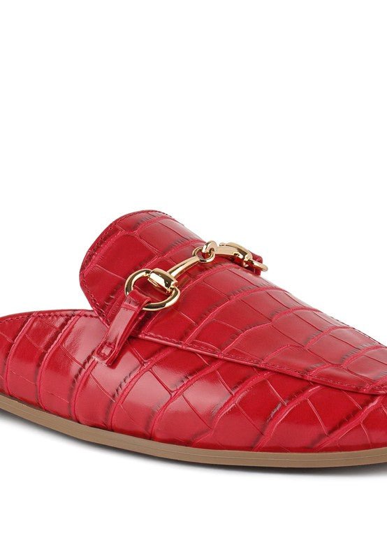 BEGONIA BUCKLED FAUX LEATHER CROC MULES - Chaelisa's New Jammies