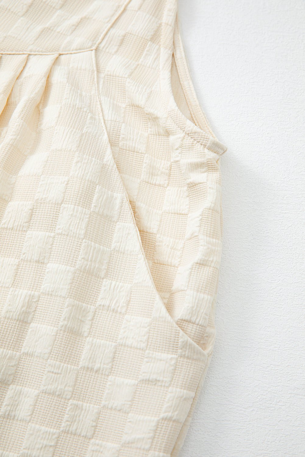 Beige Checkered Pocketed High Waist Wide Leg Overall - Chaelisa's New Jammies