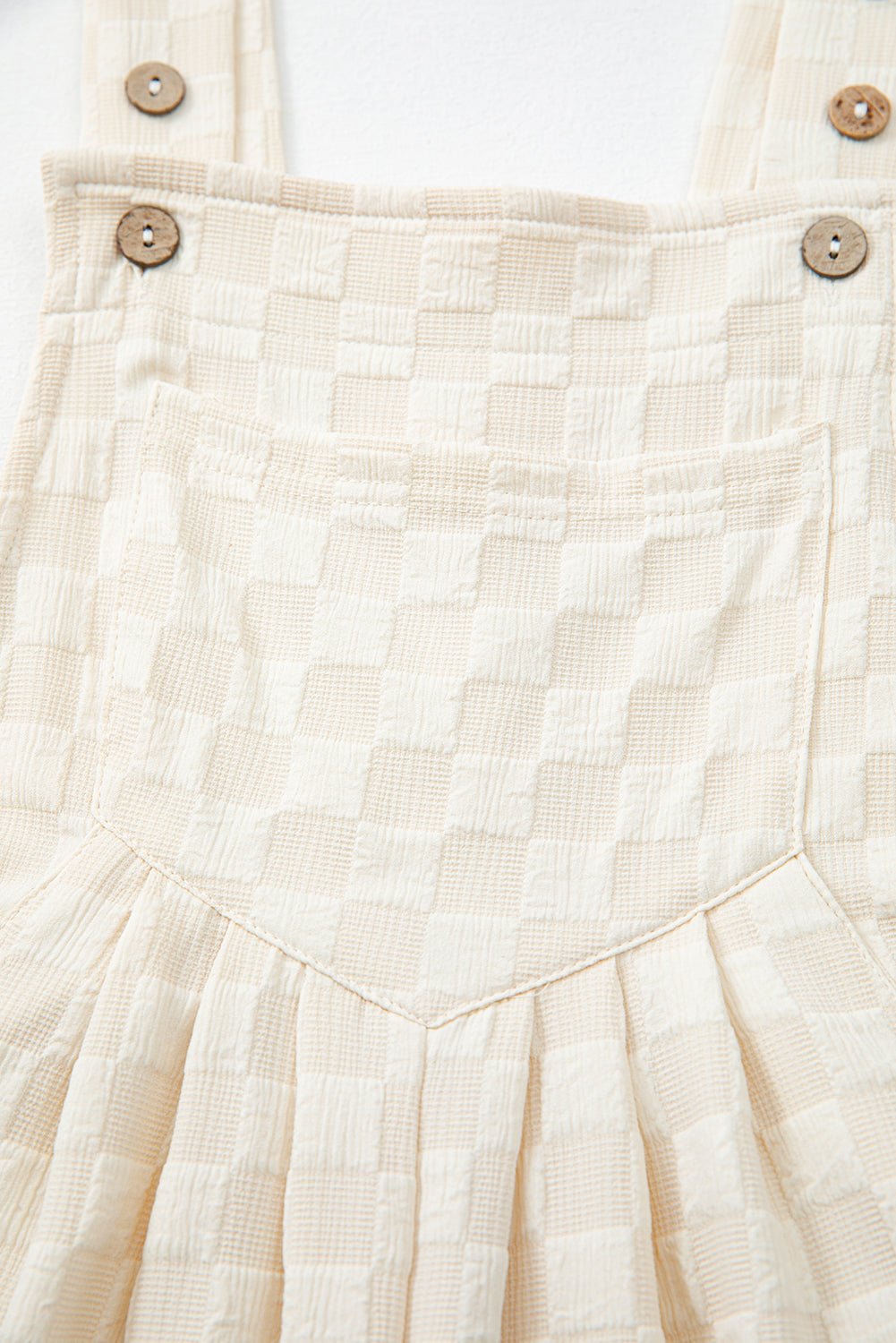 Beige Checkered Pocketed High Waist Wide Leg Overall - Chaelisa's New Jammies
