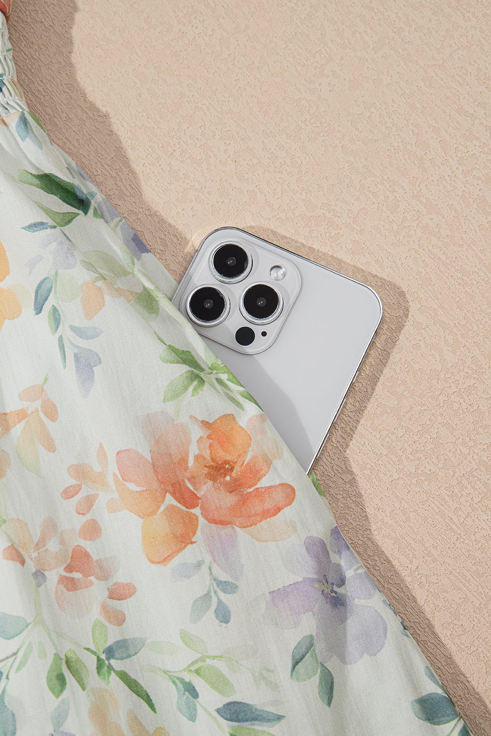Beige Floral Print Shirred High Waist Puff Sleeve Mini Dress - Chaelisa's New Jammies