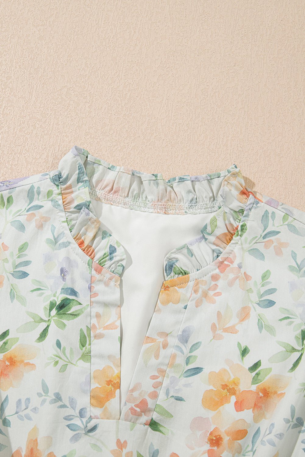 Beige Floral Print Shirred High Waist Puff Sleeve Mini Dress - Chaelisa's New Jammies