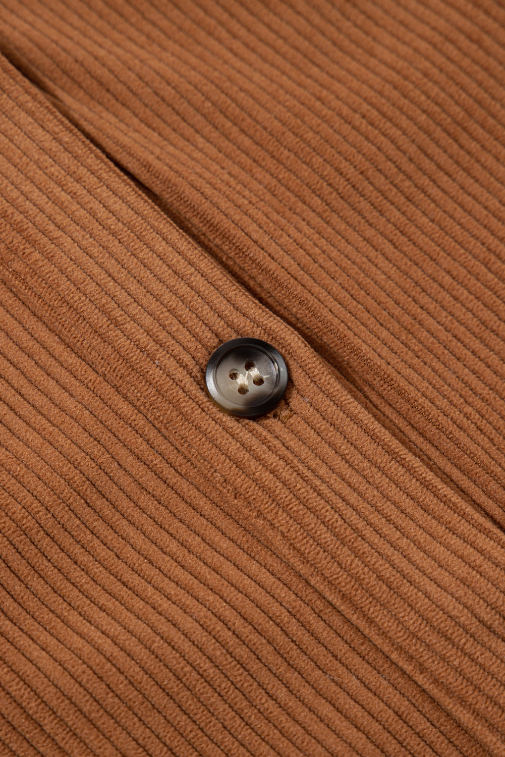 Cinnamon Corduroy Flap Pocket Button Up Round Hem Shacket-Chaelisa's New Jammies