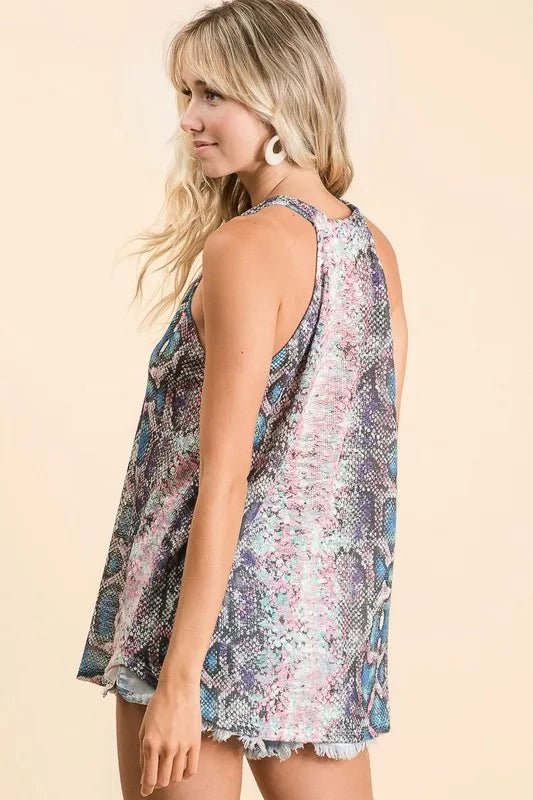 BiBi Snakeskin Print Low Gauge Hacci Knit Halter - Chaelisa's New Jammies