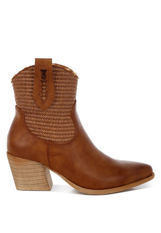 Big Mood Raffia & Faux Leather Cowboy Boots - Chaelisa's New Jammies