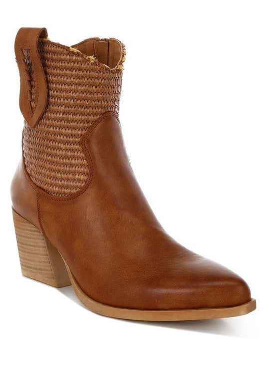 Big Mood Raffia & Faux Leather Cowboy Boots - Chaelisa's New Jammies