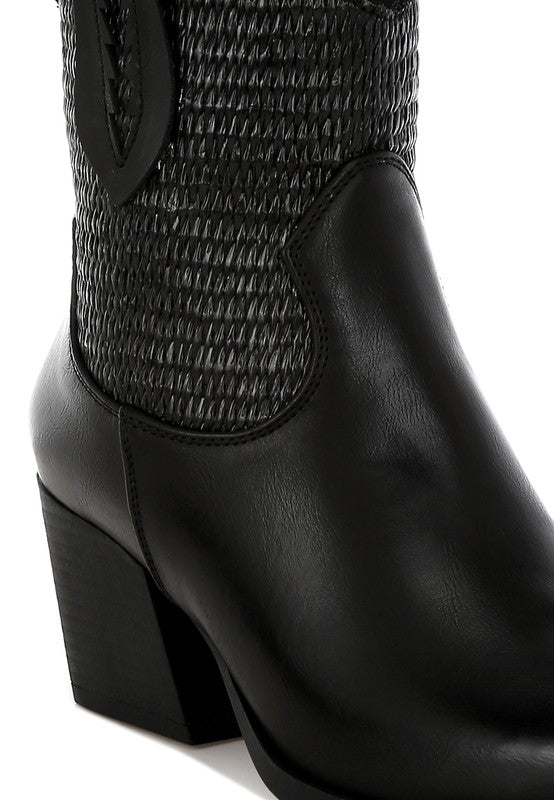 Big Mood Raffia & Faux Leather Cowboy Boots - Chaelisa's New Jammies
