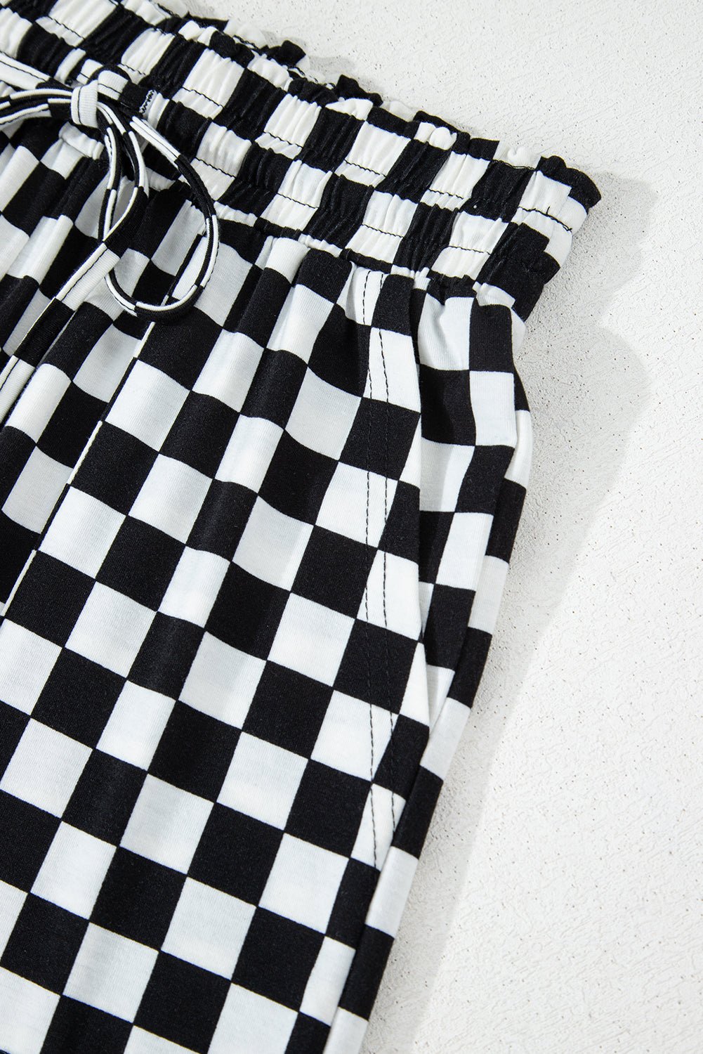 Black Checkered Print Long Sleeve Top and Pants Lounge Set - Chaelisa's New Jammies