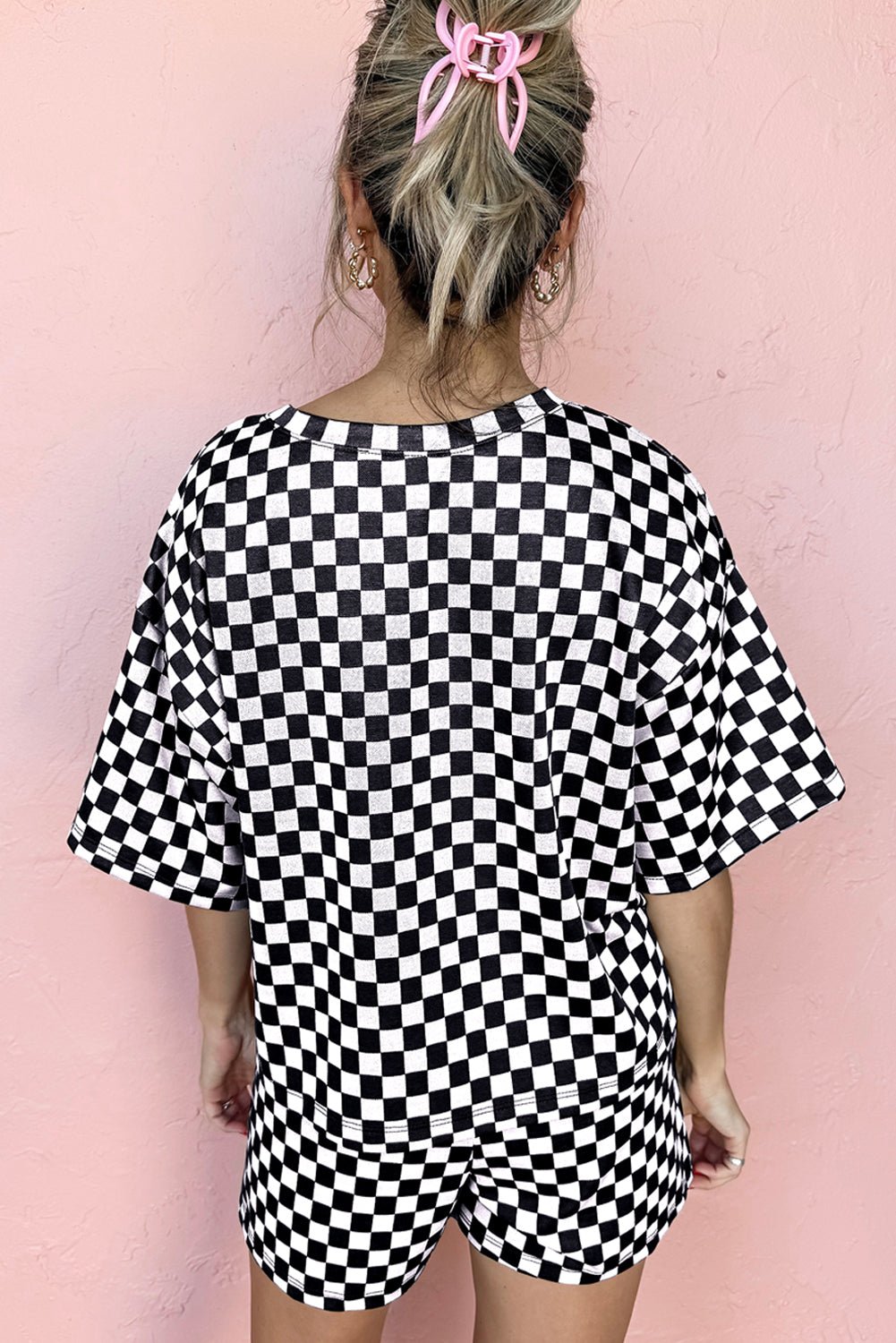 Black Checkered Top and Short Casual 2pcs Set - Chaelisa's New Jammies