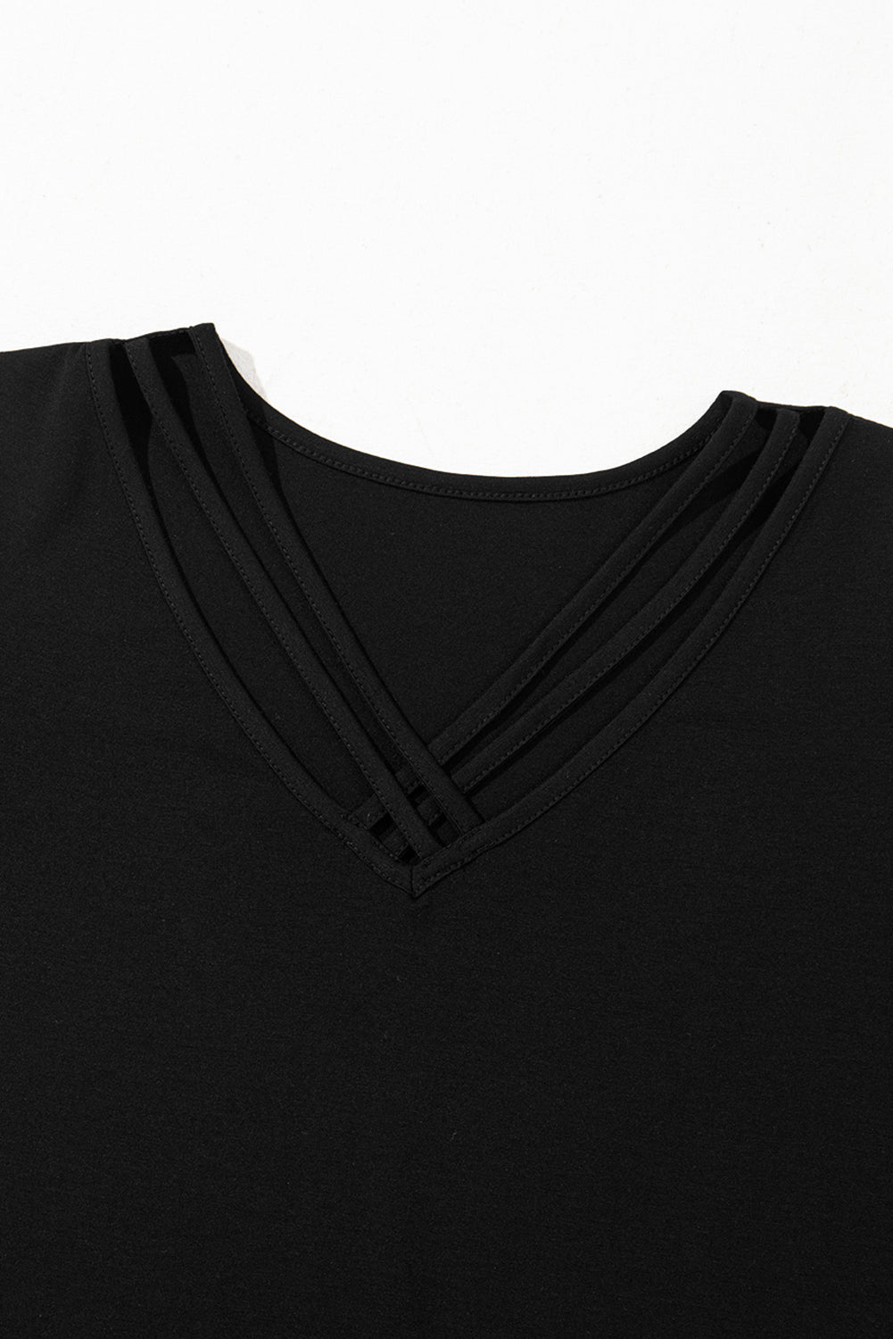 Black Crisscross V Neck Butterfly Sleeve T Shirt - Chaelisa's New Jammies