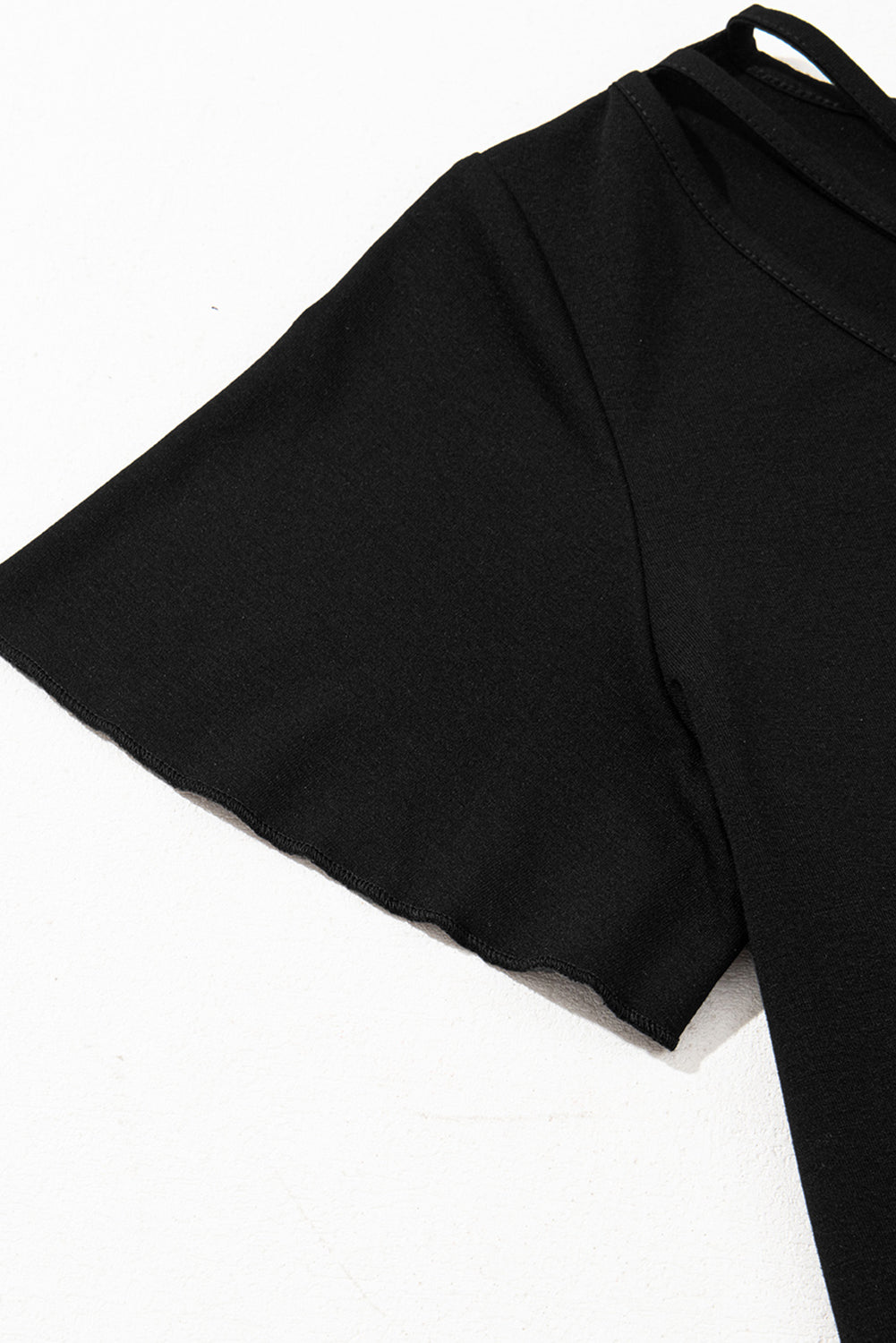 Black Crisscross V Neck Butterfly Sleeve T Shirt - Chaelisa's New Jammies