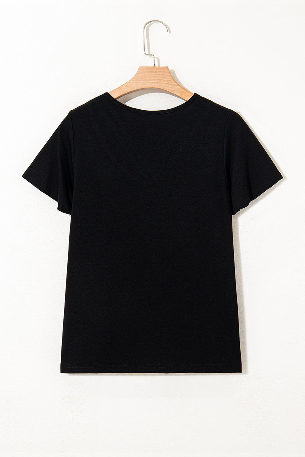 Black Crisscross V Neck Butterfly Sleeve T Shirt - Chaelisa's New Jammies
