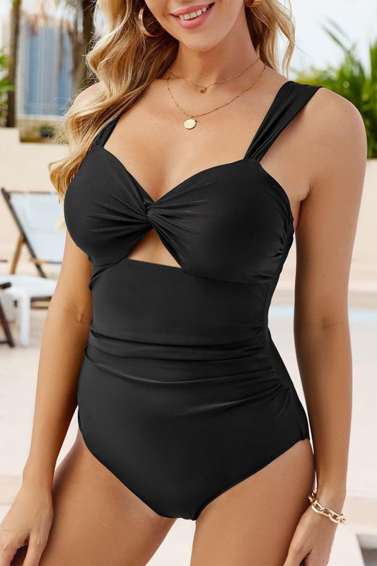 Black Cut out Twist Bowknot Backless One Piece Swimsuit - Chaelisa's New Jammies