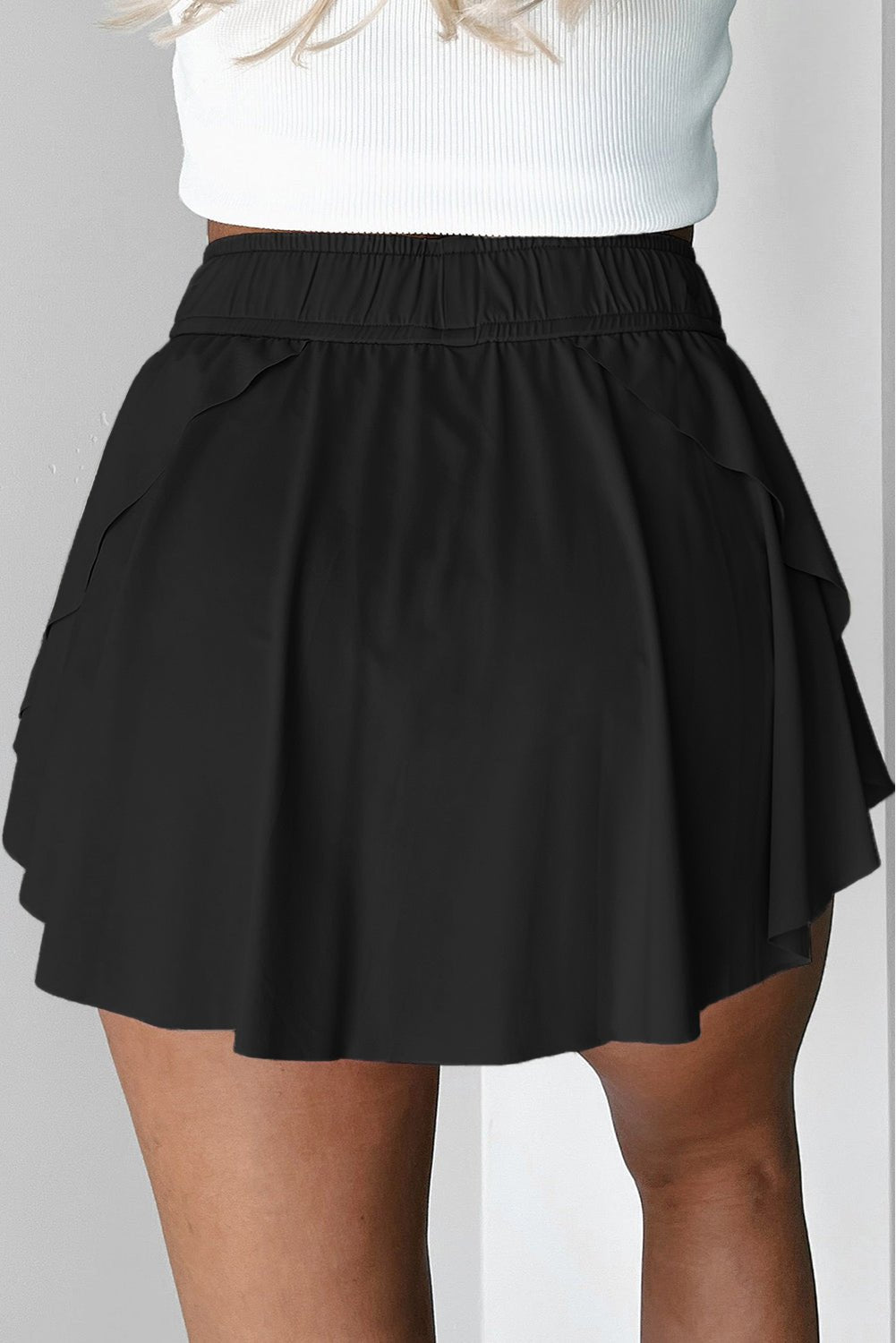 Black Drawstring High Waist Lined Tennis Skorts - Chaelisa's New Jammies