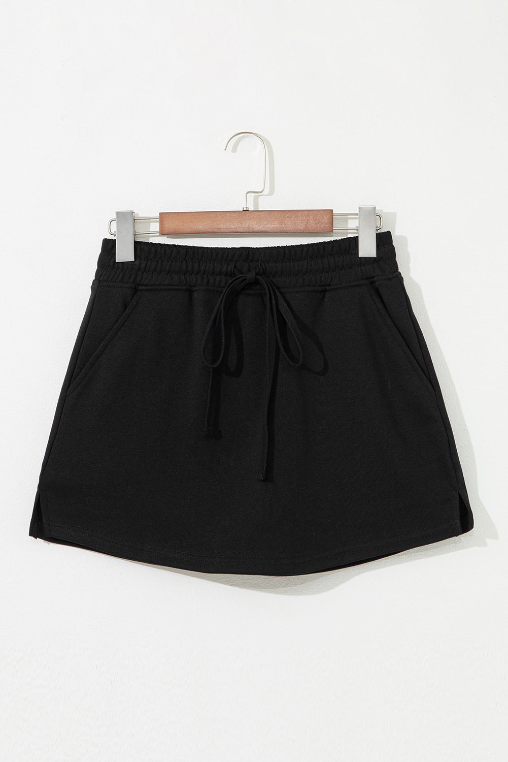 Black French Terry Drawstring Mini Skort with Pockets - Chaelisa's New Jammies