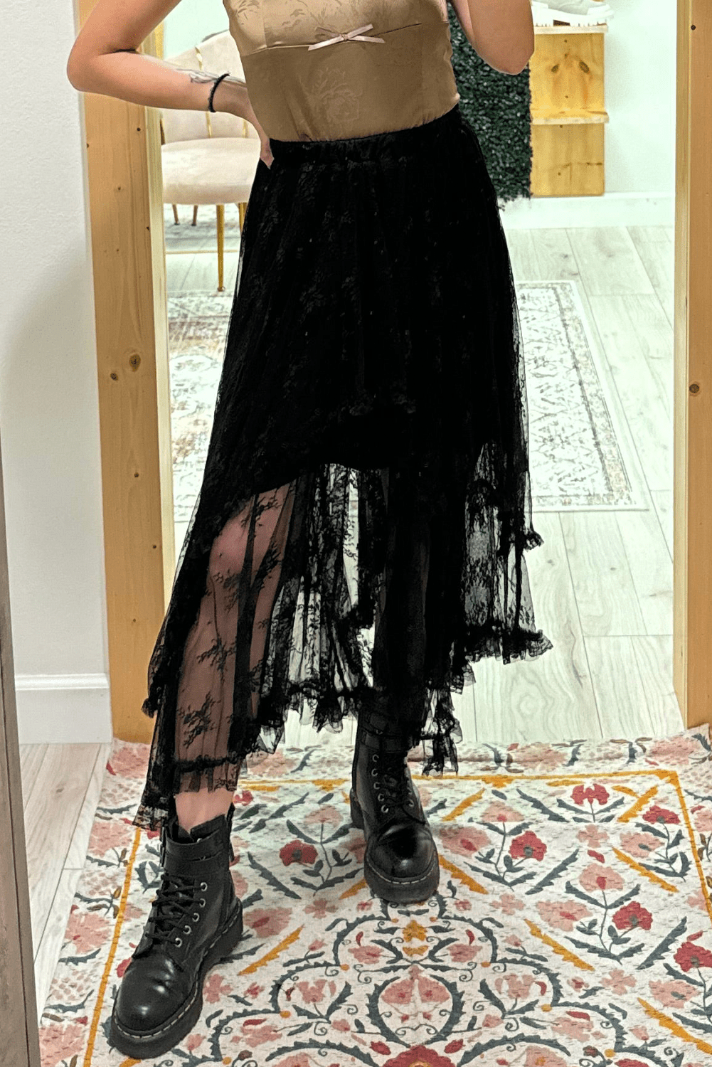 Black Lace Cascading Tiered High Waist Maxi Skirt - Chaelisa's New Jammies