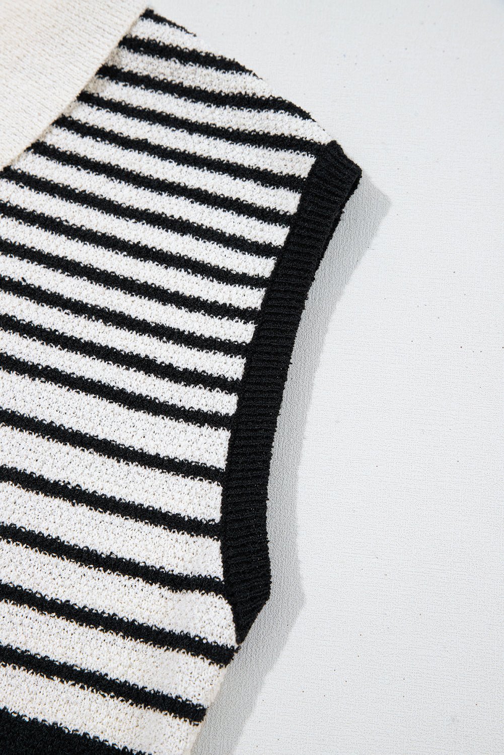 Black Mixed Striped Print Half Placket Collared Cap Sleeve Bodycon Sweater Dress - Chaelisa's New Jammies