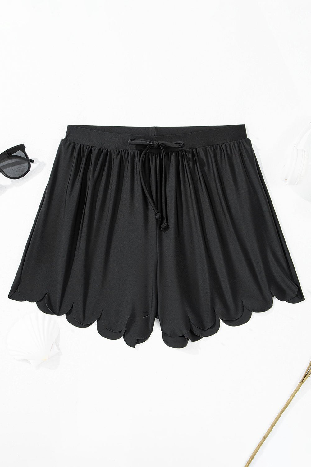 Black Scalloped Trim Beach Shorts - Chaelisa's New Jammies