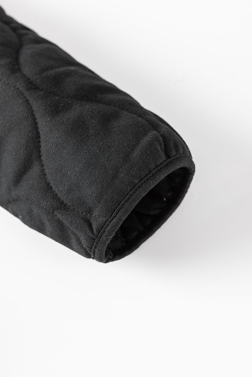 Black Solid Color Quilted Snap Button Jacket-Chaelisa's New Jammies