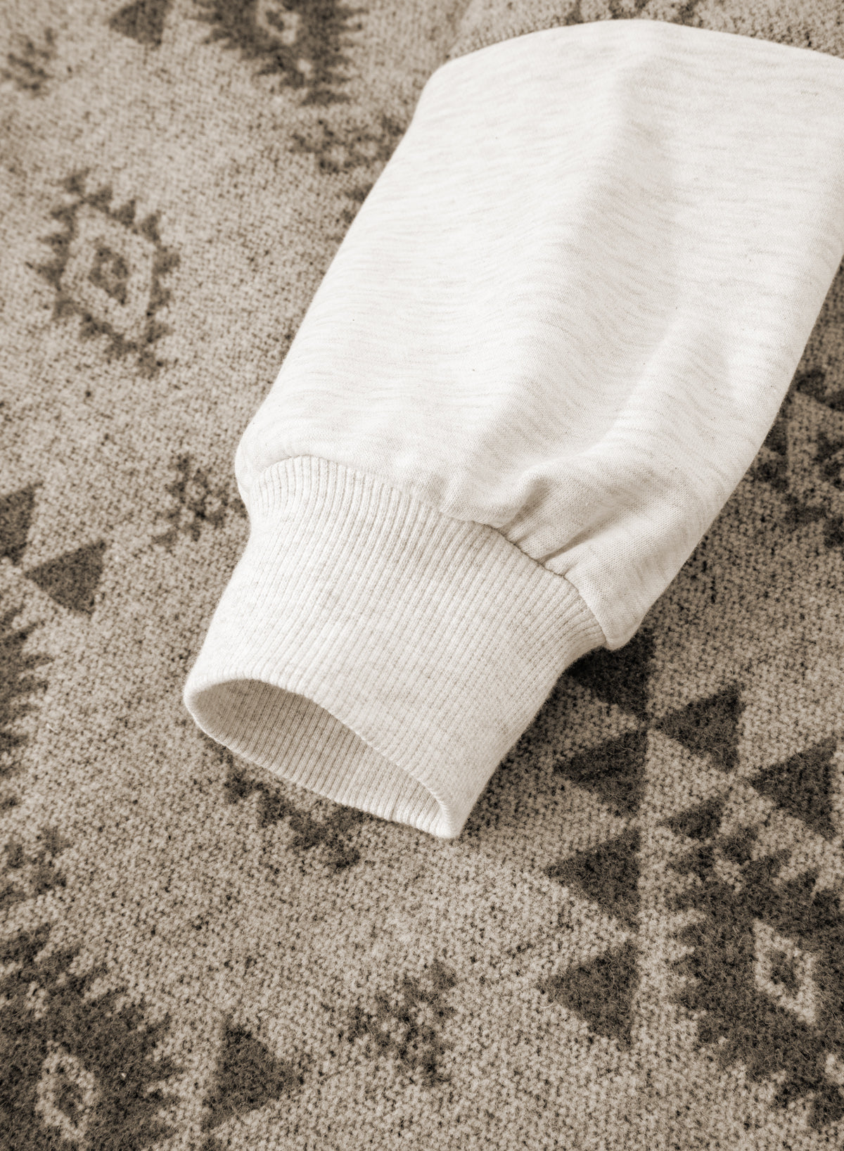 Gray Western Aztec Print Color Block Patchwork Drawstring Hooded Shacket