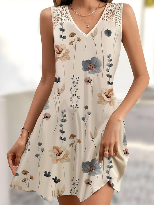 Printed V-Neck Sleeveless Mini Dress-Chaelisa's New Jammies