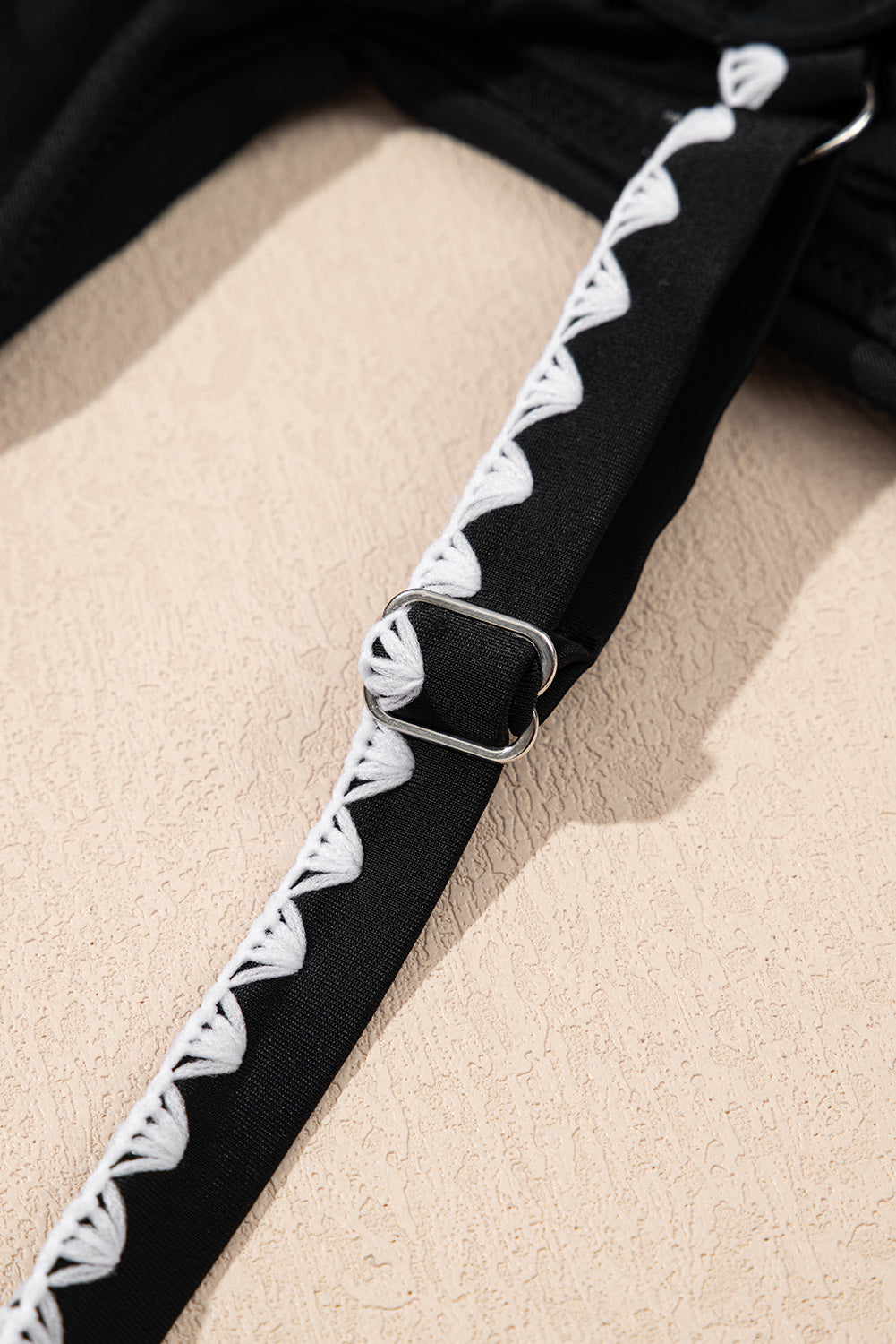 Black Ric Rac Trim Contrasted Patchwork Cutout One Piece Swimsuit-Chaelisa's New Jammies