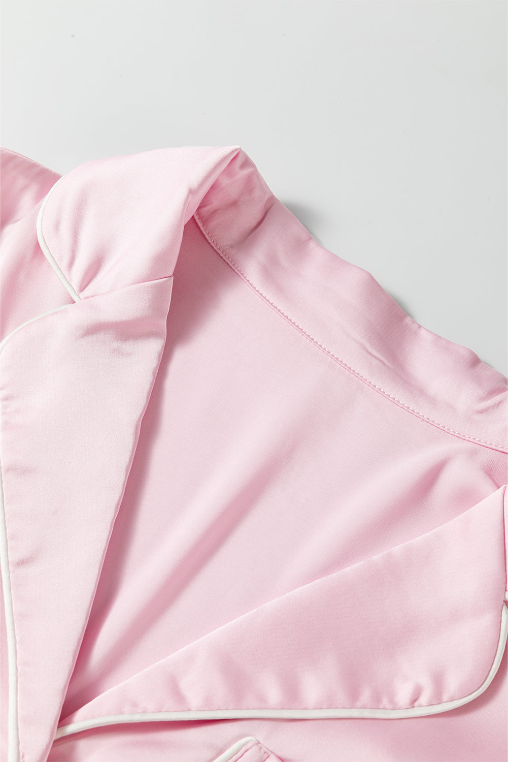 Light Pink Satin Knot Accent Shirt and Ruffled Pants Lounge Set-Chaelisa's New Jammies