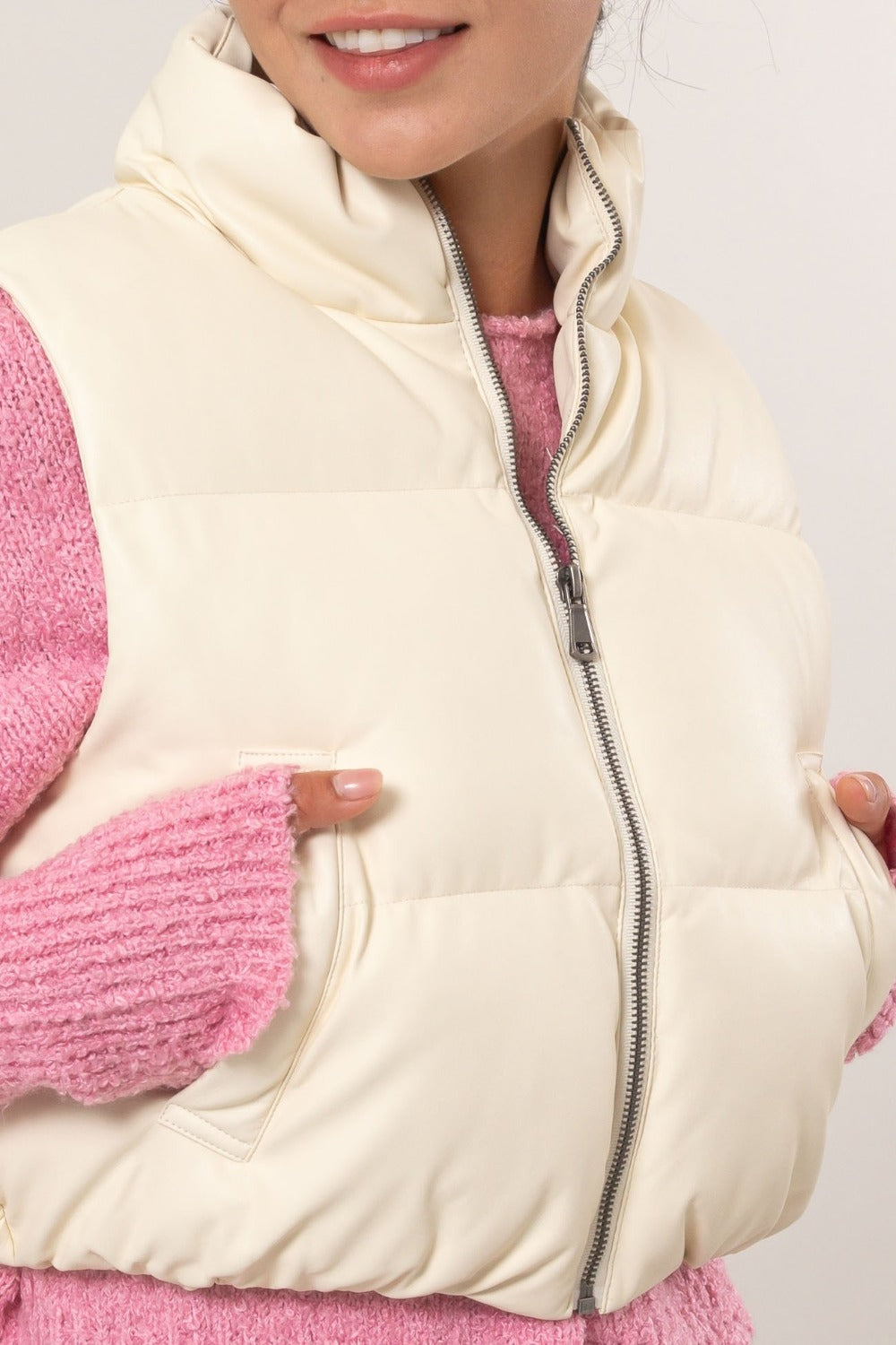 HYFVE Pocketed Solid Vest Coat-Chaelisa's New Jammies
