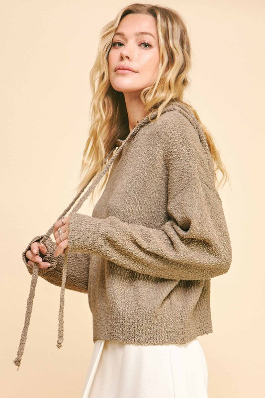 Davi & Dani Drop Shoulder Long Sleeve Hooded Sweater-Chaelisa's New Jammies