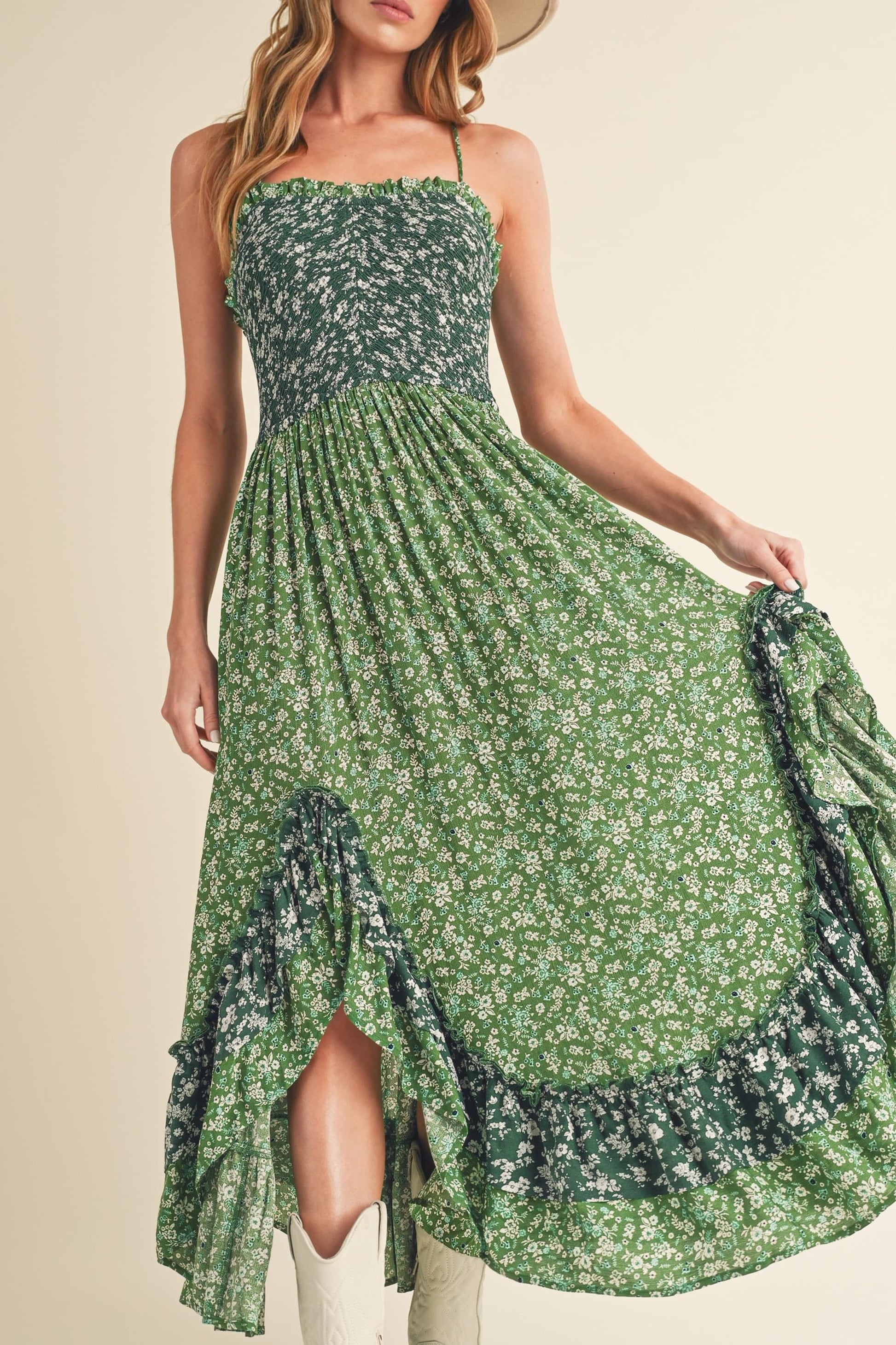 Aemi + Co Ditsy Floral Ruffled Hem Maxi Cami Dress-Chaelisa's New Jammies